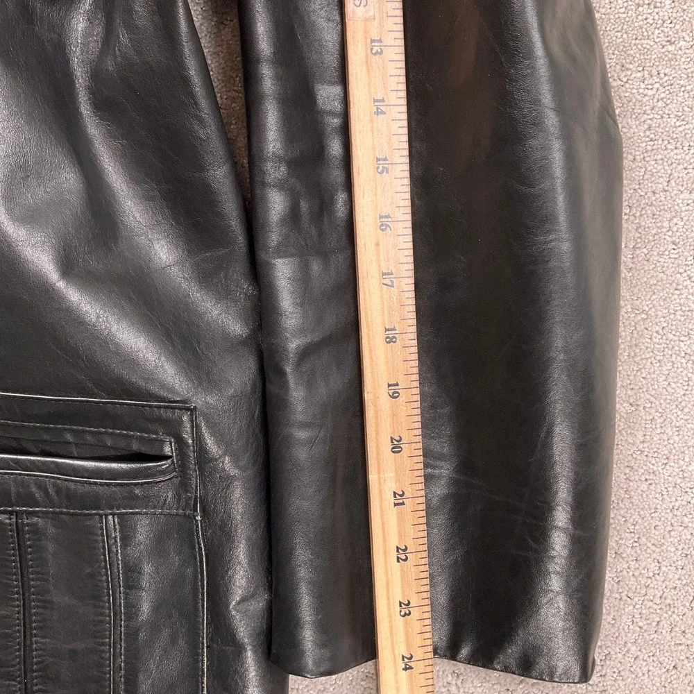 Bermans‎ Leather Jacket Mens 46 Black Lined Faux Fur Retro Car Coat Jacket